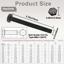 Threaded M8 8mm Secondary Clutch Spreader Belt Change Removal Tool Replacement，4 Pcs Bolt M8 x 1.25 x 70 12.9 CL for Can-am ATV's and SXS's