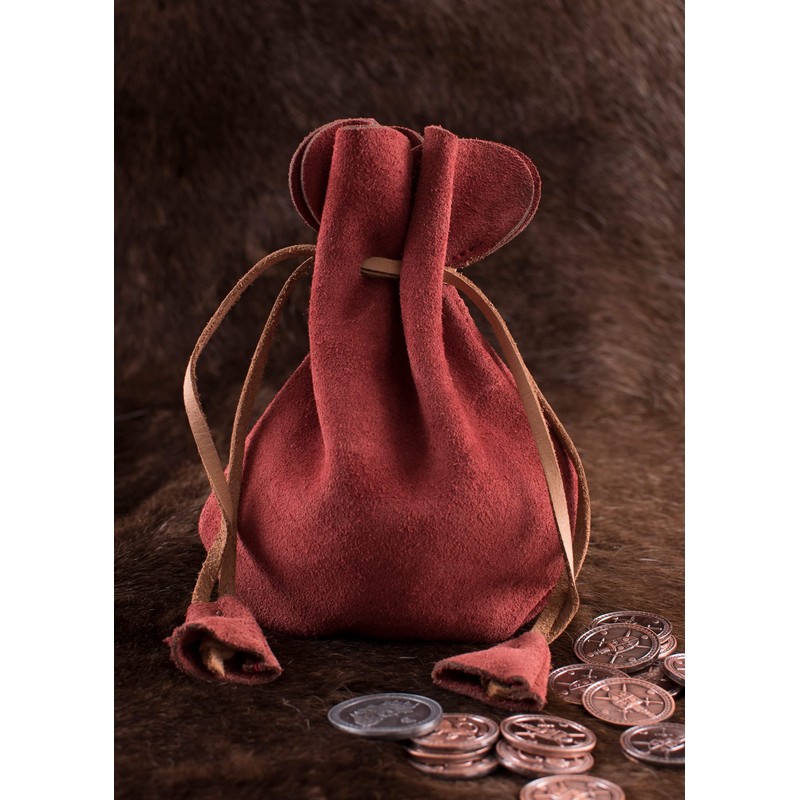Battle-Merchant Leather Bag Money Cat Purse Made of Suede Viking