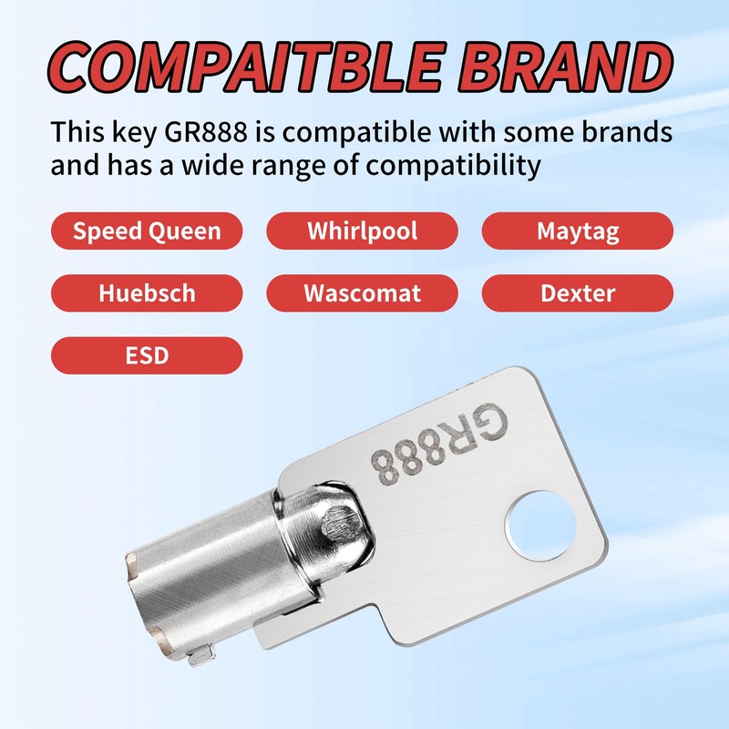2Pack Coin Laundry Machine Key,GR888,Laundry Key, Replacement for Greenwald Industries,Washing