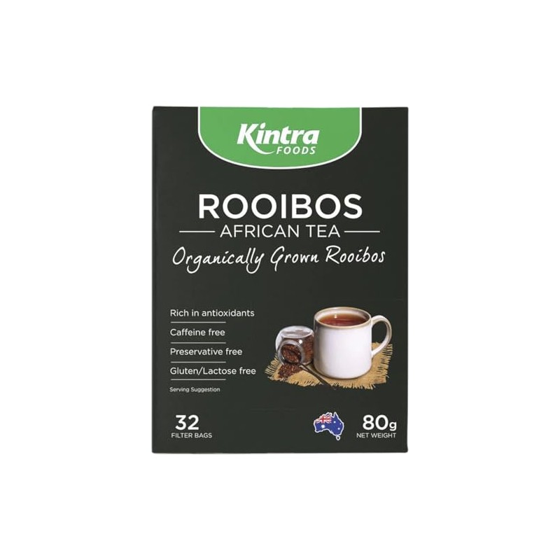 Kintra Foods Organic Rooibos African Herbal Tea 32 Teabags, 80