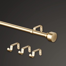 MODE Premium Collection Single Curtain Rod Set with Mod Doorknob Finials - 72 to 144 in, Gold