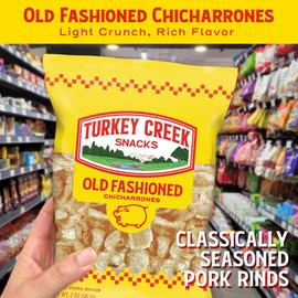 Turkey Creek Old Fashioned Chicharrones, Fried Pork Rinds - Original Flavored Pork Skins - Low Carb, Gluten-Free, Protein Snack - 2oz (Pack of 12)