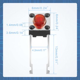 120pcs 6mm 2 Pin Momentary Tactile Tact Push Button Switch Through PCB Hole Breadboard