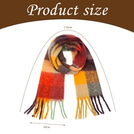 CQQNIU 1 Piece Plaid Scarf, Cold-Proof Scarf, Warm Scarf, Plush Scarf, Fashion Scarf, Tassel Shawl