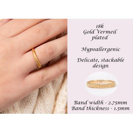 Silver Smile - 18k Gold Vermeil Braided Ring for women, and Mom, Hypoallergenic, Fashion Rings, Dainty and Stackable, Dressy & Everyday Rings, Comes in a Gift Box