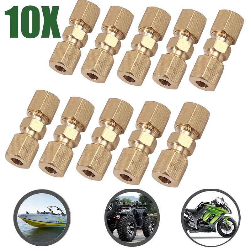Bohaner 10 Pcs Straight Brass Brake Line Compression Fitting Unions