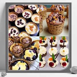 Muffin Cases Baking Cups Paper Cupcake Moulds - Pack of 50 Kraft Paper Bowknot Baking Cups for Muffins, Dessert, Wedding, Birthday Party, High Temperature Resistance, Robust, Brown