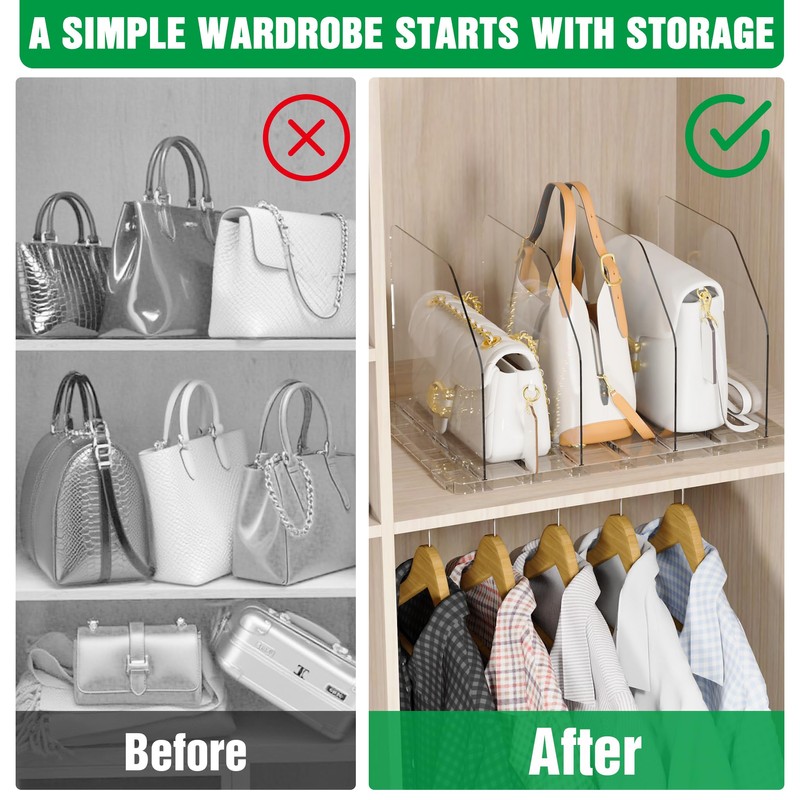 DGFCK Bag & Purse Organizer for Closet, 4 Sets Adjustable