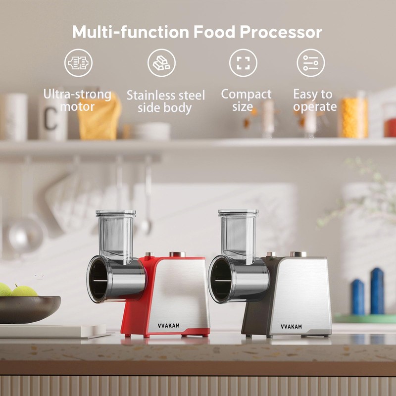 5-In-1 Electric Cheese Grater,300W Salad Maker,Electric Grater for Block Cheese,Kitchen
