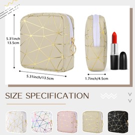 Likesing Sanitary Napkin Storage Bag, Leather Portable Period Bag for Girls Women, Sanitary Napkin Period Pad Pouch Tampon Holder for Purse (Beige Gold, Small-5.1")