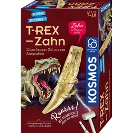 Kosmos 636173 T-Rex Tooth, Dino Tooth in Original Size for Digging, Complete Set with Hammer and Chisel, Experiment Box for Children from 7 Years and Dino Fans, Birthday Gift, Souvenir