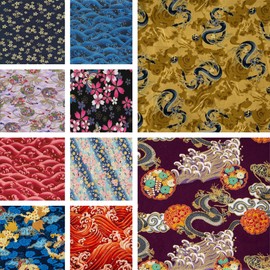 The Fabric Guys Quilting Cotton Per Metre Japanese Style Fabric 60" Wide Gold Foil Beautiful Prints Sewing Craft Artwork Handwork (Crashing Waves Black)