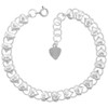 5/16 inch wide Sterling Silver linked Half Hearts Charm Bracelet