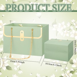 Lincia 12 Pcs Paper Flower Gift Bags Wedding Bouquet Flower Box with Handle Flower Boxes for Arrangements Gift Wrapping Bags Florist Handbag for Gift Wedding Baby Shower Party (Sage Green)