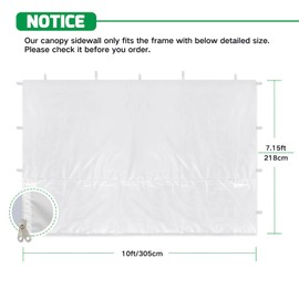 Acepic Instant Canopy Tent Sidewalls for 10x10 Pop Up Canopy 210D Waterproof,4 Piece Sidewalls, with Doors,White(4PCS Sidewalls Only, Canopy Tent NOT Included)