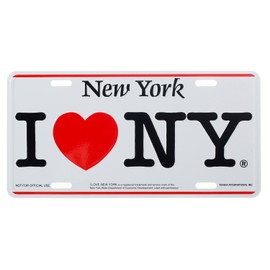 Artisan Owl I Love New York Souvenir License Plate – Heavy Duty Rust-Resistant Aluminum Car Tag, Ideal for Home Decor or Gift (White)