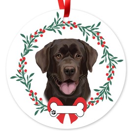 Chocolate Lab Ornament, Labrador Christmas Ornament, Lab Dog Lover Gift, Tree Decorations, Stocking Stuffer Ornament Exchange Gift Idea, 3.50 Inch Keepsake (DO-26)
