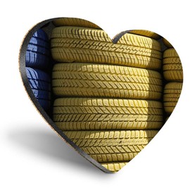 1 x Heart Coaster - Race Track Tyres Racing Car Cork Backed MDF Glossy Tea Coffee Accessory #51840