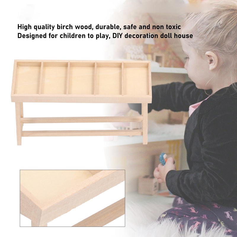 Doll House Shelf Display Racks 1:12 Miniature Wooden Stand Shelf