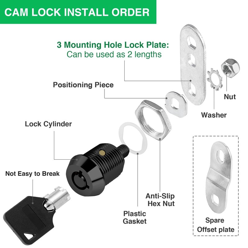 10 Pack Tool Box Lock with Keys, 5/8" RV Storage