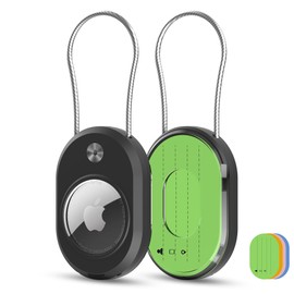 DEERLET for Airtag (1st & 2nd Gen) Holder with Wire Cable, Airtag Luggage Tags with Name ID Card, Secure Lock,Sturdy PC Protection,for Suitcases,Keychain,Keys,Luggage,Backpack (Black 1 Pack)