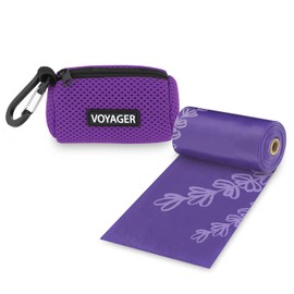 Best Pet Supplies Soporte para Bolsa de Caca de Perro, Color Reutilizable, Bolsa dispensadora de Malla para Viajes, Caminar, Parque y Uso al Aire Libre, Suave y Duradero con Clip – Morado
