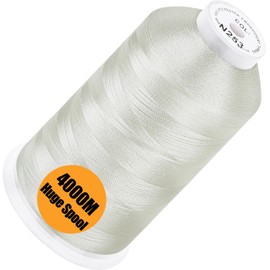 New brothread - Single Huge Spool 4000M Each Polyester Embroidery Machine Thread 40WT for Commercial and Domestic Machines - Ivory White (Janome Color)