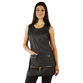 Ladybird Line 775 Waterproof Cobbler Style Crew Neck Apron, Hair Resistant with Front Pockets and Bottom Zippers, Front and Back Coverage, Ideal for Hair Stylists & Pet Groomers, One Size Fits Most