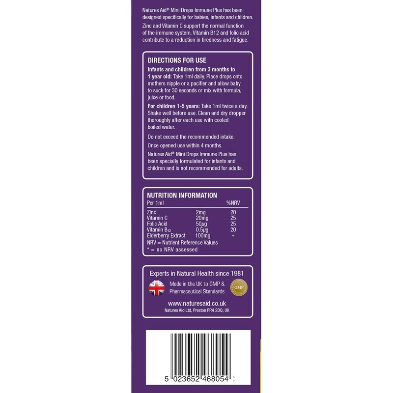 Natures Aid Immune Plus Mini Drops for Infants and Children,