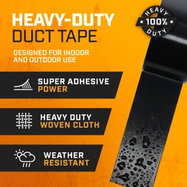 Lockport Duct Tape Heavy Duty Waterproof,20 Yards x 2 Inch,Strong Adhesive Roll for Indoor & Outdoor Repair,No Residue,Tear by Hand - Duct Tape Bulk Value (Black, 6-Pack)