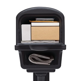 Gibraltar Mailboxes Gentry Large Capacity Double-Walled Plastic Black, All-In-One Mailbox & Post Combo Kit, GGC1B0000