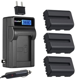 Kastar 3-Pack NP-FM500H Battery and LCD AC Charger Compatible with Sony DSLR-A700P, DSLR-A700Z, DSLR-A850, α850, Alpha A850, DSLR-A850B, DSLR-A850Q, DSLR-A900, α900, Alpha, a900, DSLR-A900B Cameras