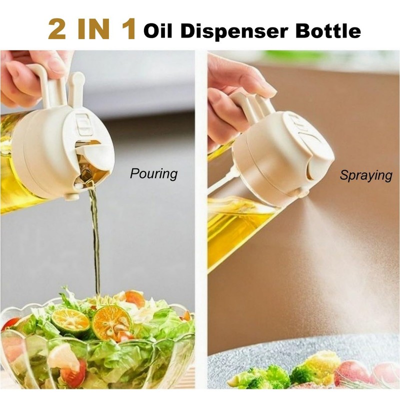 Olive Oil Sprayer Cooking Oil Dispensing Bottle: 2 in 1