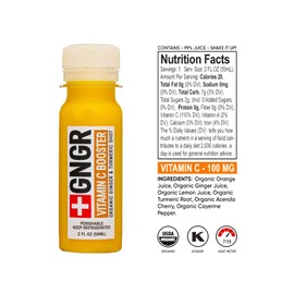 +GNGR Vitamin C Immunity Booster Cold-Pressed Ginger Shot with Turmeric, Cayenne, Acerola, Immunity Shot with Peruvian Ginger Juice for All Natural Immune & Digestive Support (12 fl oz - 12 Pack)
