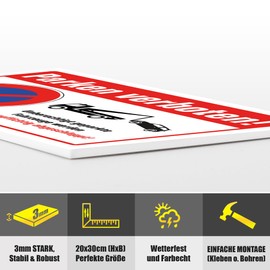 Parken Verboten Sign, 20 x 30 cm, Private Parking Sign - Weatherproof Tow Sign Made of 3 mm Hard Foam Plastic - False Parkers Are Towed - German Production #150