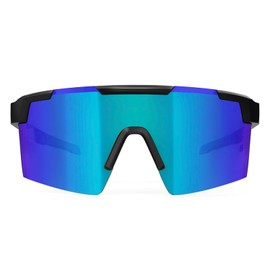 MAXJULI Z87 Sunglasses for Big Wide Heads Men TR90 Ultralight UV400 Protection Glasses Z8225 (Black/Blue)