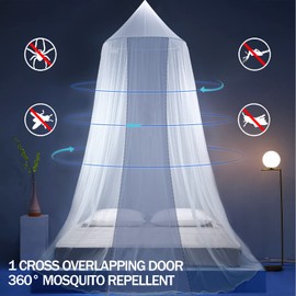 Mosquito Net, Bed Canopy Bed Tent Large Dome Hanging Bed Net White Pop-Up Net for Travel Single Double Bed King Size Princess Crib Great, Indoor Outdoor Use 0.6 * 2.5 * 11m