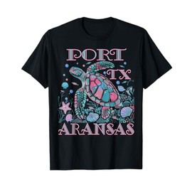 PORT ARANSAS TX TURTLE LOVER COLORFUL BEACH SOUVENIR T-Shirt