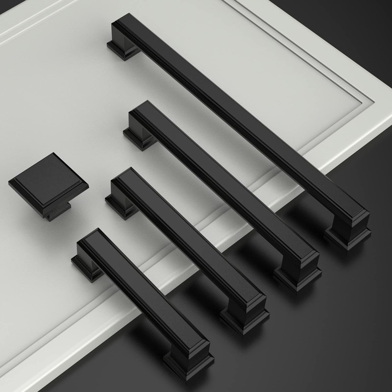 Amerdeco 30 Pack Matte Black Cabinet Pulls 5 Inch(128mm) Hole