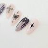 Drawing Cross Handmade Nail Tips Unique Design - Coffin Long