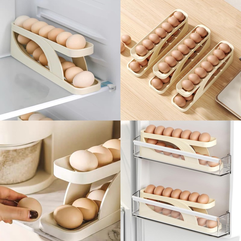 Roellgs Rolling Egg Tray Egg Holder, 2 Tier Rolling Egg