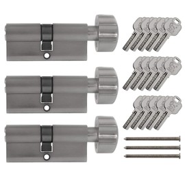Löwen Security 3x Knob Cylinder KD 60 mm 30/30 Keyed Alike Silver Metallic, Security Lock, Knob Cylinder, 2076538031