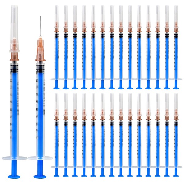 Pack of 30 1 ml Syringe, Plastic Tube with 27G-13