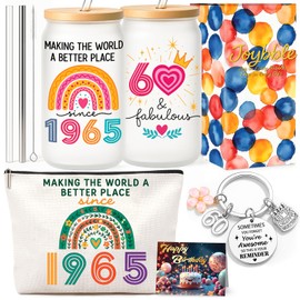 Joybble 60th Birthday Gifts for Women, Happy 60th Birthday Iced Coffee Cup Gift Sets for Ladies, Anniversary Cup, Present Keepsake Ideas for Her, Funny Gift Sets for Your Mom, Grandma, Best Friend