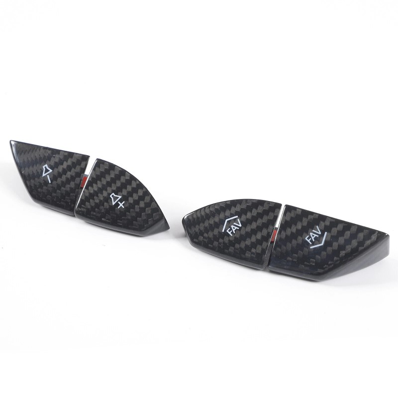 BEBECAR Real Carbon Fiber Steering Wheel Button Cover Trim Fits