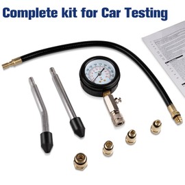 8 pcs Compression Tester Kit, Petrol Pressure Tester Range of 0-300 Psi Engine Compression Tester Kit for Automotive Cars and Motorcycles, Compression Tester Small Engine with Portable Storage Box