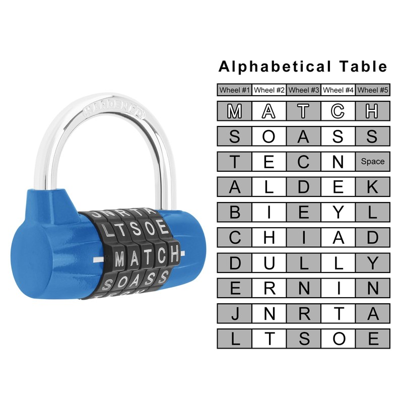 HOJLKLD Gym Locker Lock 5 Letter Word Lock Safety Padlock