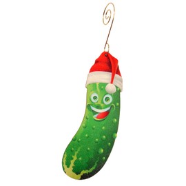 Pickle Ornament with Funny Face Large Wooden Gherkin Christmas Tree Decoration Set with Legend Story Card