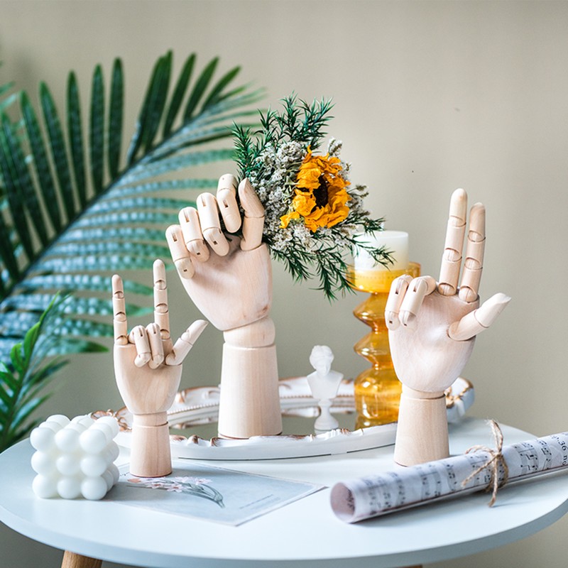 Jointed Hand Plant Holder Flexible Eye Catching Wooden DIY Plant