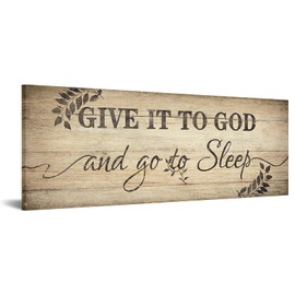 KREATIVE ARTS Vintage Canvas Wall Art Give It To God And Go To Sleep Sign,Master Bedroom Wall Decor Over The Bed Artwork Prints for Bedroom Room Decor 20x55 Inches